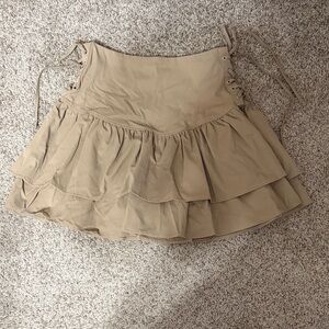 SHEIN Tan Mini Skirt with Ruffle Detail
